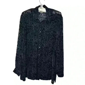 Casual Corner Vintage Whimsigoth Dark Fairy Velvet Burnout Blouse, 6